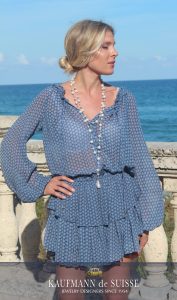 The Palm Beach Lariat Necklace with Grey and White Pearls