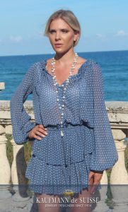 The Palm Beach Lariat Necklace with Grey and White Pearls