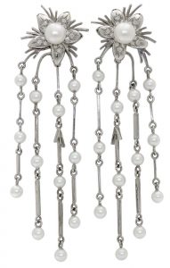 Jasmine de Nuit Pearl & Diamond Drop Earrings