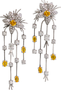 Diamond and Yellow Sapphire Earrings from the Jasmine Collection at Kaufmann de Suisse Jewelers.