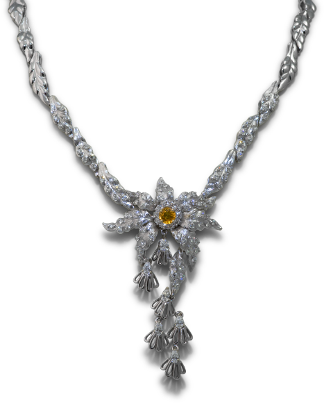 Yellow Sapphire and Diamond Necklace