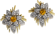Yellow Sapphire and Diamond Earrings