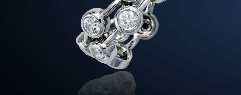 Double Cascade Ring - 10 G/VS Diamonds 2.35 TCW in 18K White Gold.