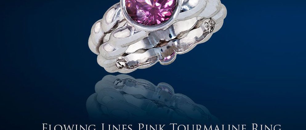 Flowing Lines Pink Tourlamine Ring