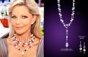 The Palm Beach Lariat in Amethyst & White Pearl