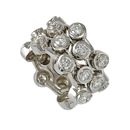 32991 Ice sparkles from her finger, catching the lights, and everybody’s eye. The Stella Doccia ring epitomizes the ultra modern and the flamboyantly chic. Meaning ‘star shower’ in Italian, the St