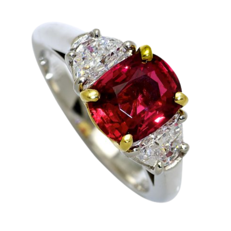 35685 The color of love, red expresses a fiery and passionate sentiment. Being the gemstone of passion, the ruby incorporates this emotion into its exquisite design with l’Enchanteresse Ring.