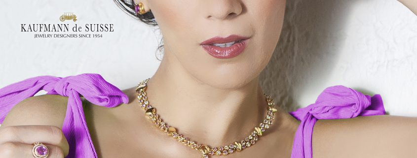 Flowing Lines Pink Sapphire and Diamond Necklace