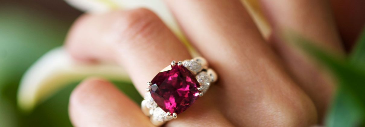 Fabulous Rubellite and Diamond Ring