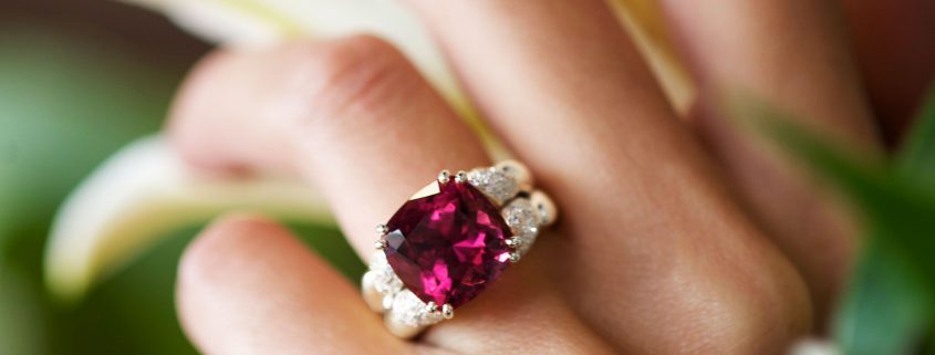Fabulous Rubellite and Diamond Ring