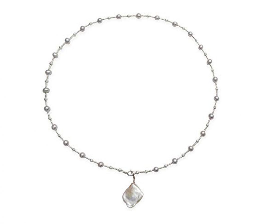 Freshwater Cultured Pearl Necklace with 1 Larger Keshi Drop Pearl
