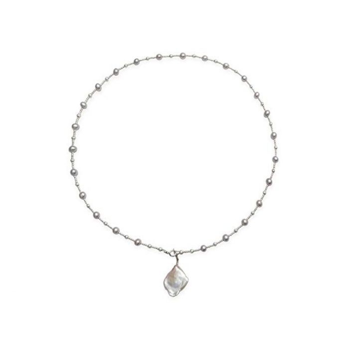 Kaufmann De Suisse Freshwater Pearl Necklace with 1 Drop Keshi Pearl