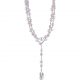 Rose Quartz Lariat Pearl Necklace