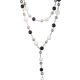 Freshwater White Pearl and Black Onyx Bead Lariat Necklace