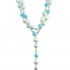 Turquoise and Freshwater Cultured Pearl Lariat Necklace