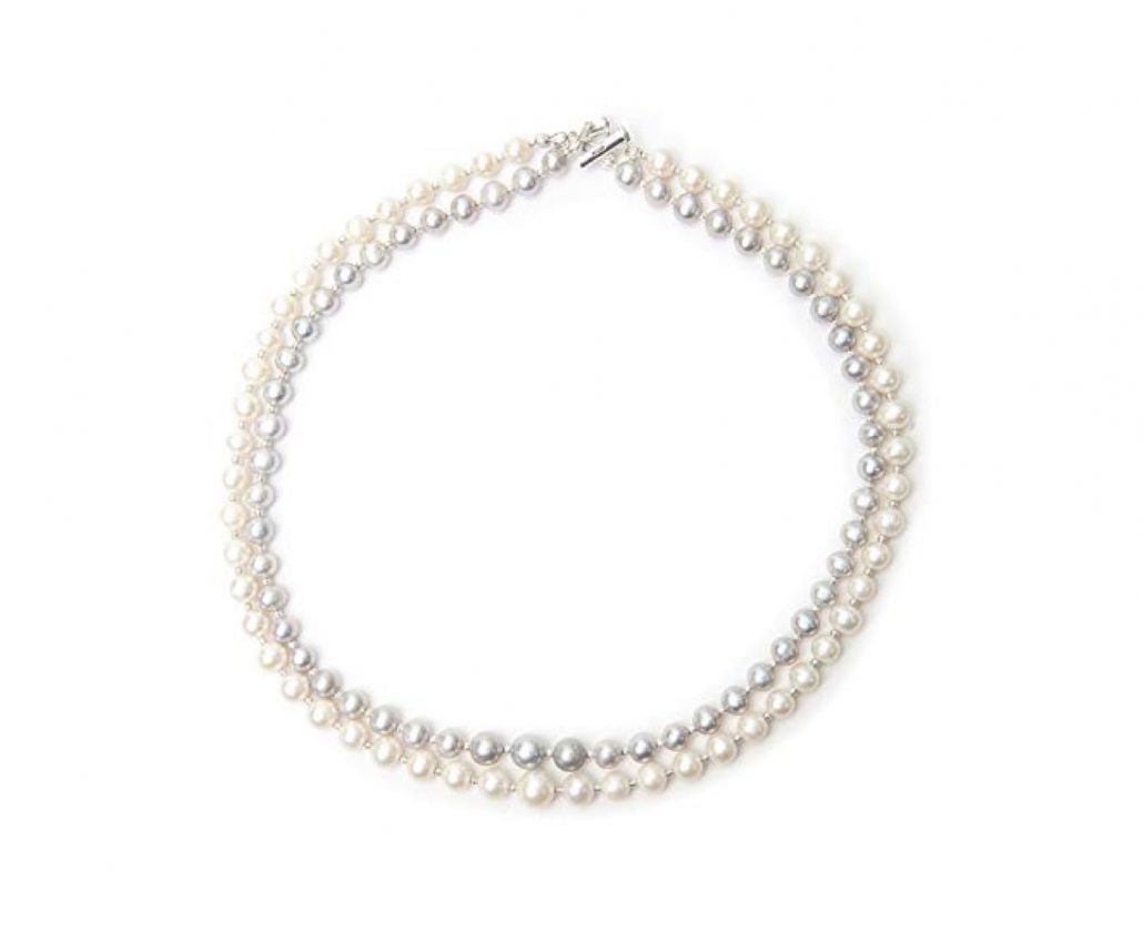 Freshwater Grey and White Pearl Double Strand - Kaufmann de Suisse ...