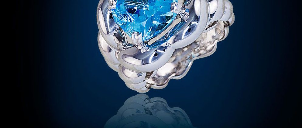 Flowing Lines Blue Topaz Ring