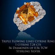 Triple Flowing Lines Citrine Ring