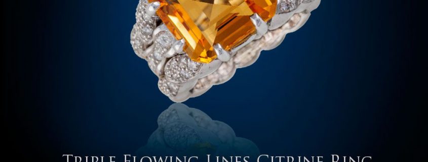 Triple Flowing Lines Citrine Ring