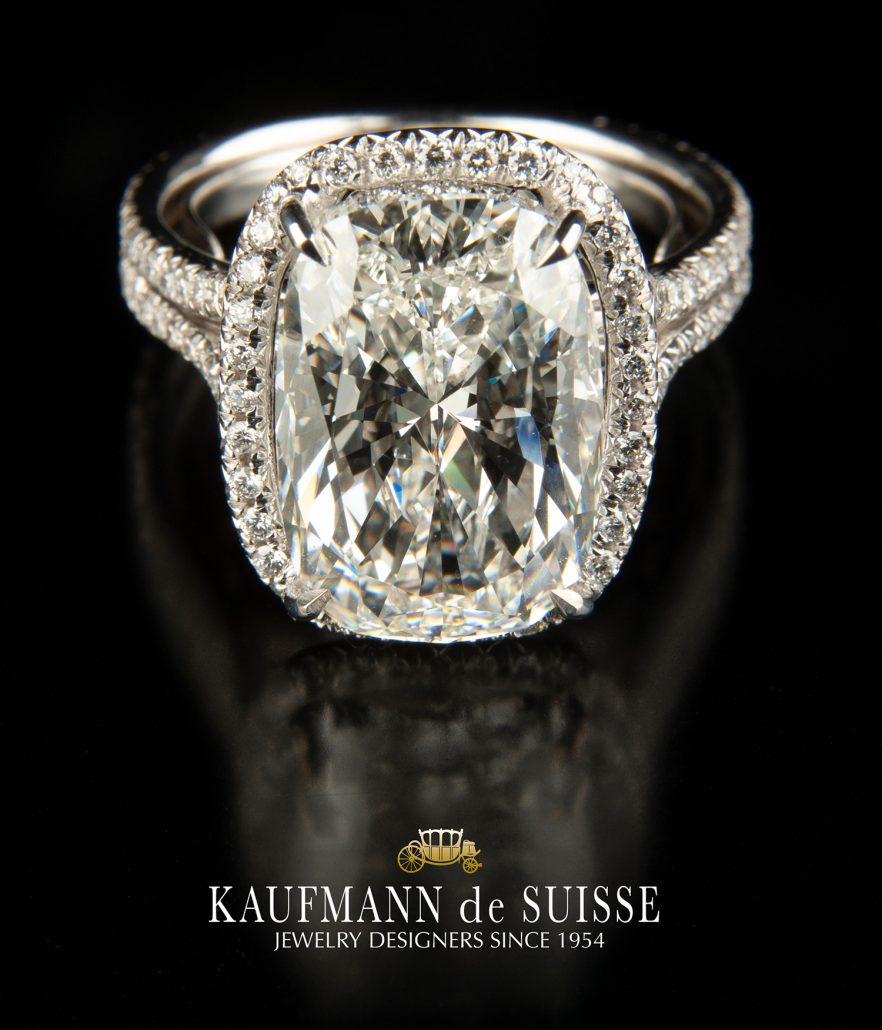 Beautiful Cushion Cut with Pave Diamond Engagement Ring 