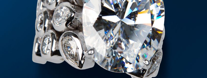 16 CTS Oval Cut Diamond Splash Ring