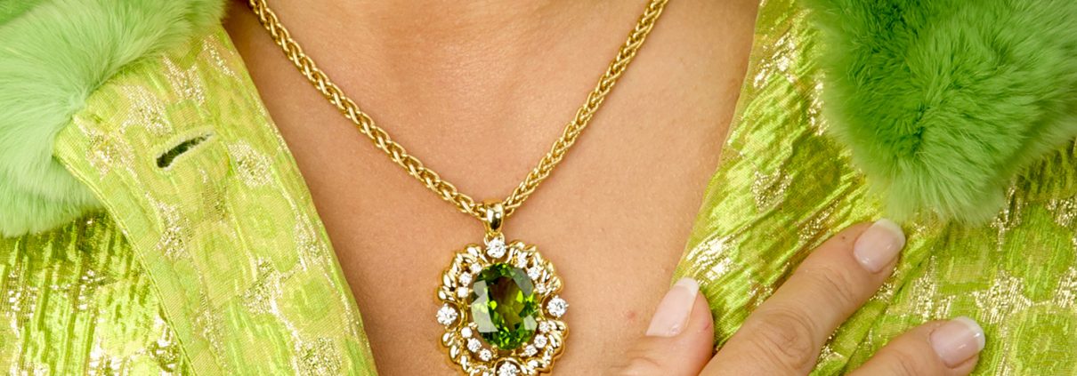 18K Gold Peridot and Diamond Necklace