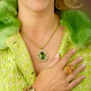 18K Gold Peridot and Diamond Necklace