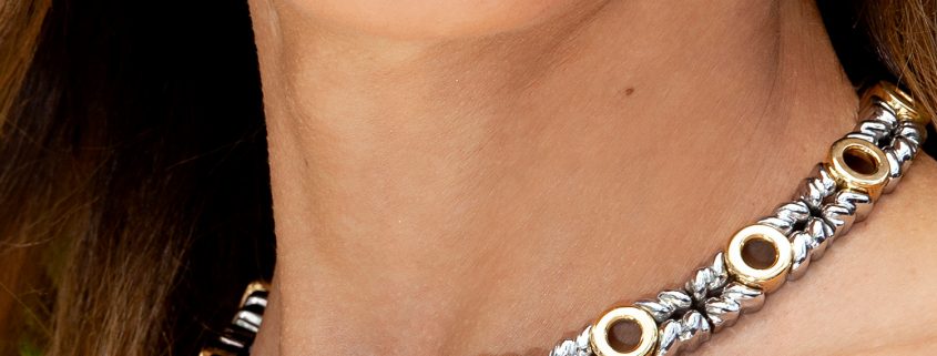 18K and Stainless Steel Necklace and Earrings