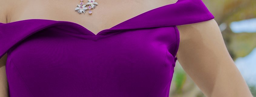 18K Gold Diamond and Pink Sapphire Necklace