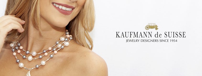 The Palm Beach Lariat in Coral, White and Gray Pearls