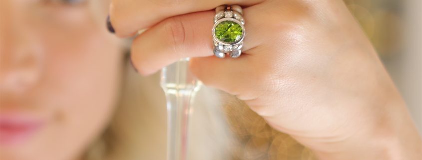 Flowing Lines Peridot and Silver Ring