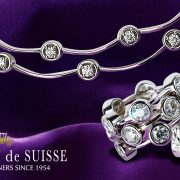 Diamond Necklace and Rings from the Cascade Collection