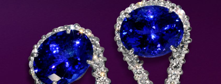 18K White Diamond and Sapphire Earrings