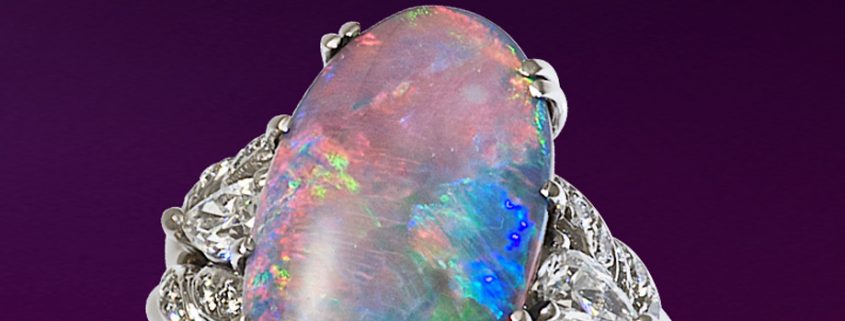 Flowing Lines Opal Ring in 18K White Gold
