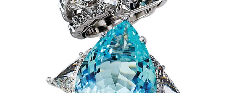 18K Diamond and Blue Topaz Rings