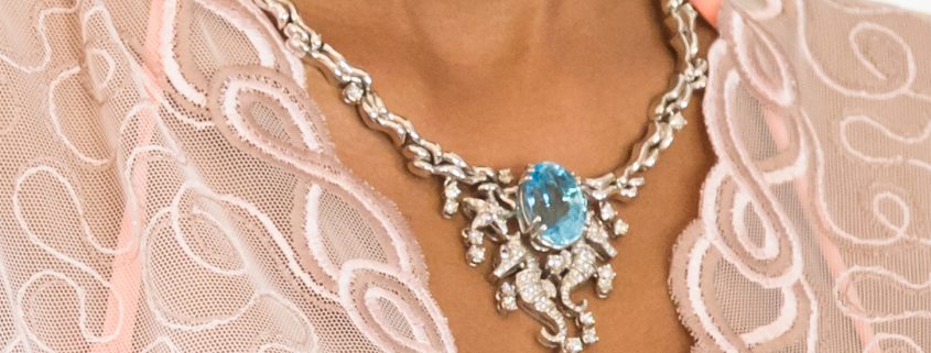 Blue Topaz & Diamond Necklace