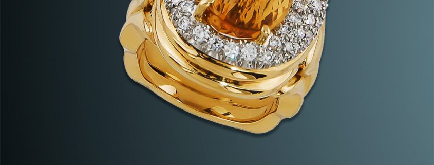 18K Citrine and Diamond Ring