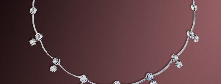 18K White Gold Cascade Diamond Necklace
