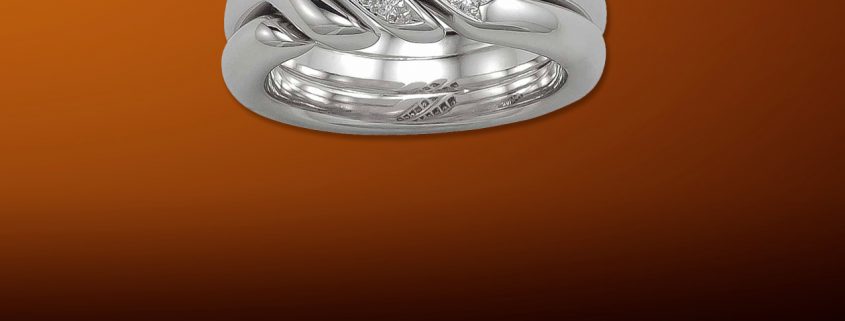 18K White Gold and Diamond Flowing Lines Ring