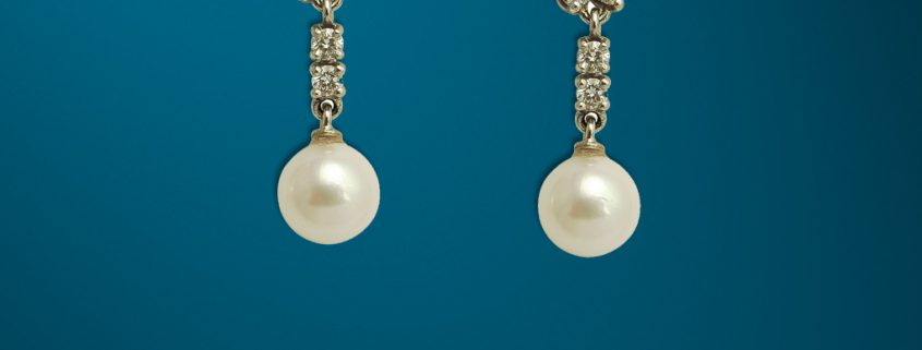 Pearl and Diamond Drop Earrings