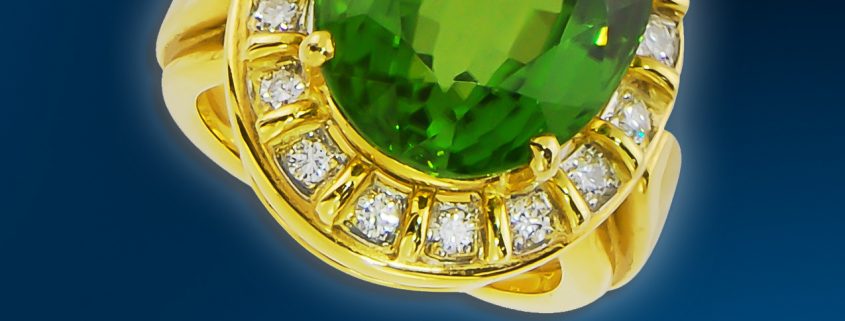 Peridot and Diamond Ring