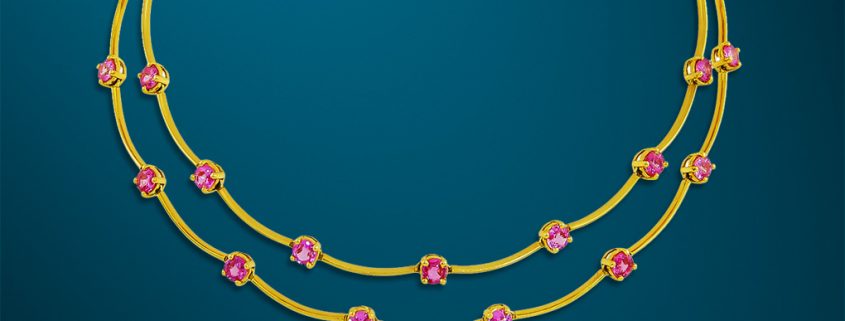 Cascade Double Row Pink Sapphire Necklace