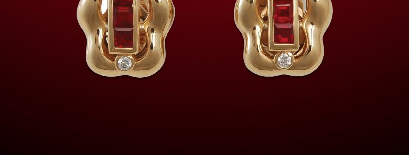 Flowing Lines 18K Ruby & Diamond Earrings