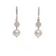 Freshwater White Pearl and Rose Quartz Dangle Earrings