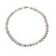White Coin Pearl and Grey Pearl Necklace with Silver Diamond Cut Bead