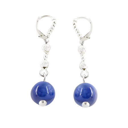 24064 Sodalite and Sterling Silver Dangle EarringsBeautifully Accented with Diamond Cut Sterling Silver BeadsIncludes a Certificate of Guarantee