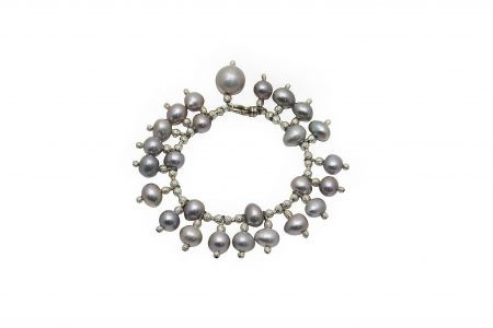Freshwater Grey Pearl Bracelet With Large Grey Pearl Drops