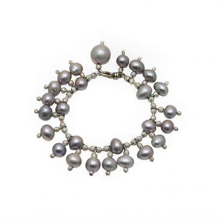 Freshwater Grey Pearl Bracelet With Large Grey Pearl Drops