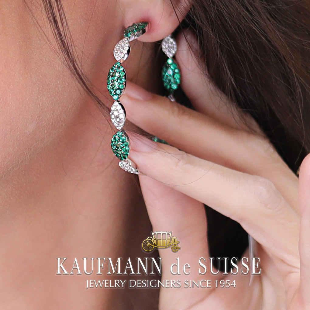 Emerald and Diamond Hoop Earrings