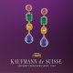 18K Sapphire, Emerald and Tanzanite Earrings